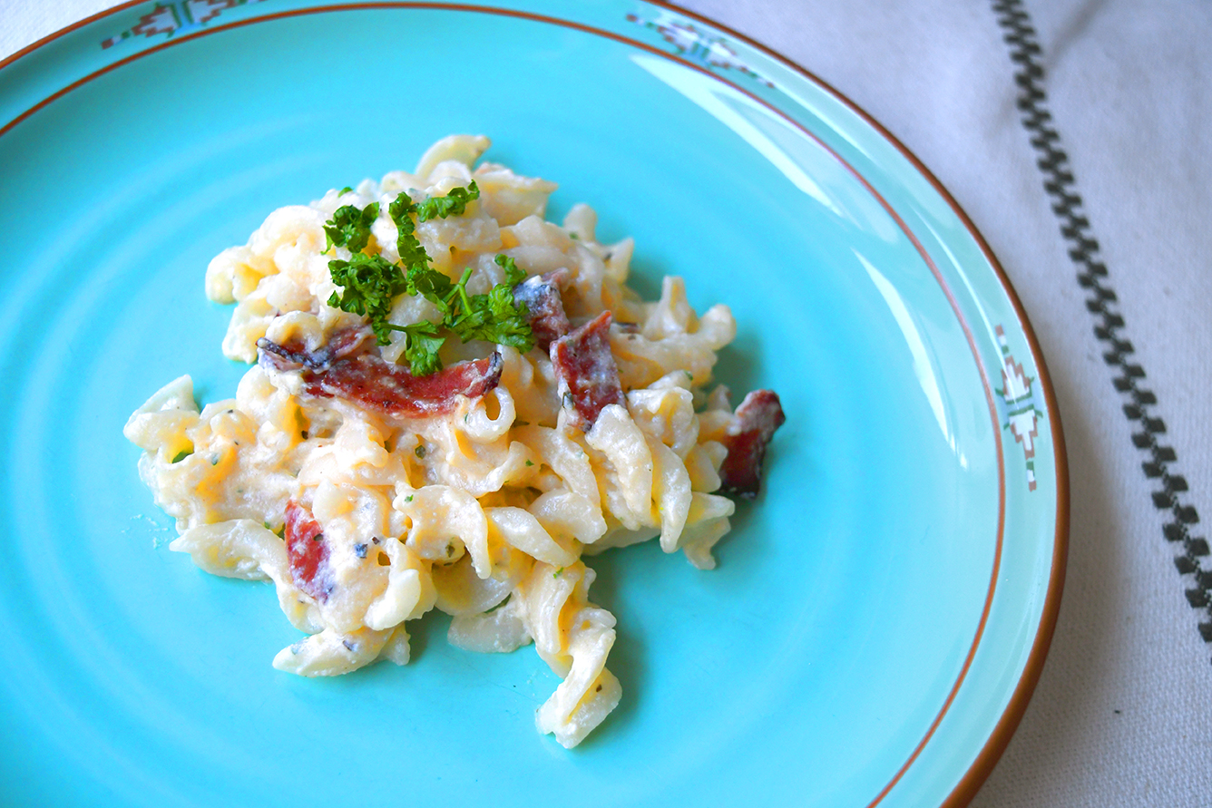 Healthier Carbonara with Turkey Bacon Eat with Meraki