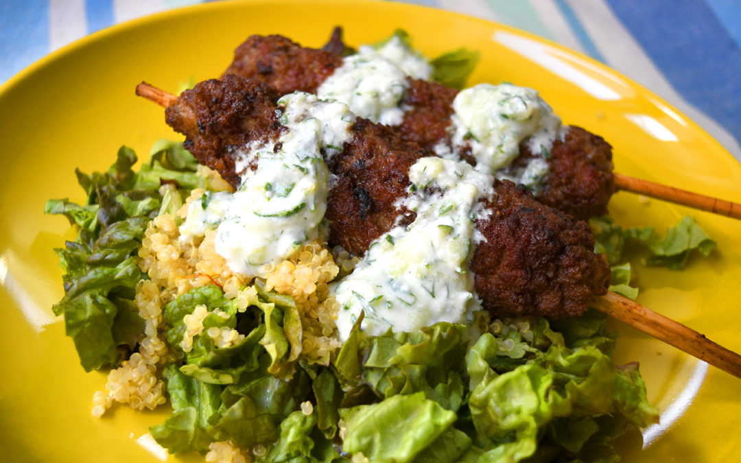 Baked Lamb Kebabs with Tzatziki