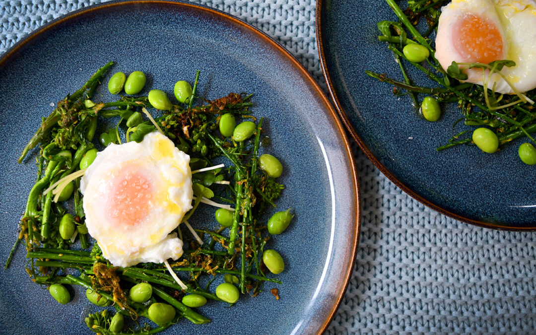 Poached Eggs on Greens